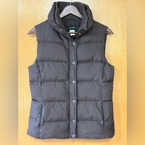 J. Crew Brown Quilted Down Puffer Vest with Snap Front-XS